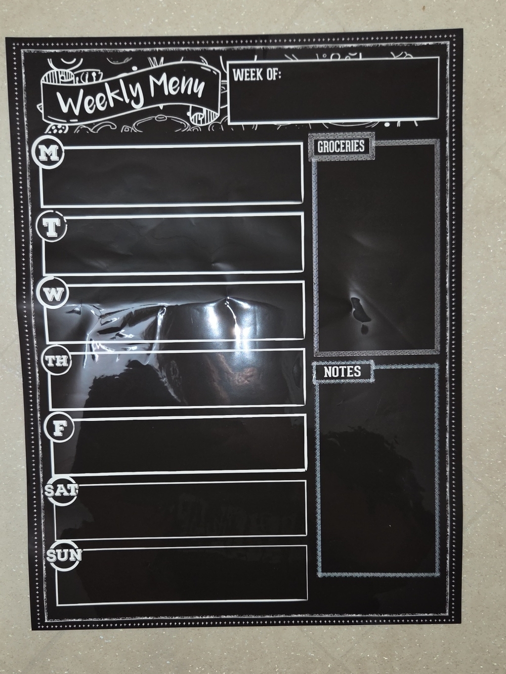 Weekly Menu Planner Chalkboard-Style Magnetic Meal Organizer (Black)